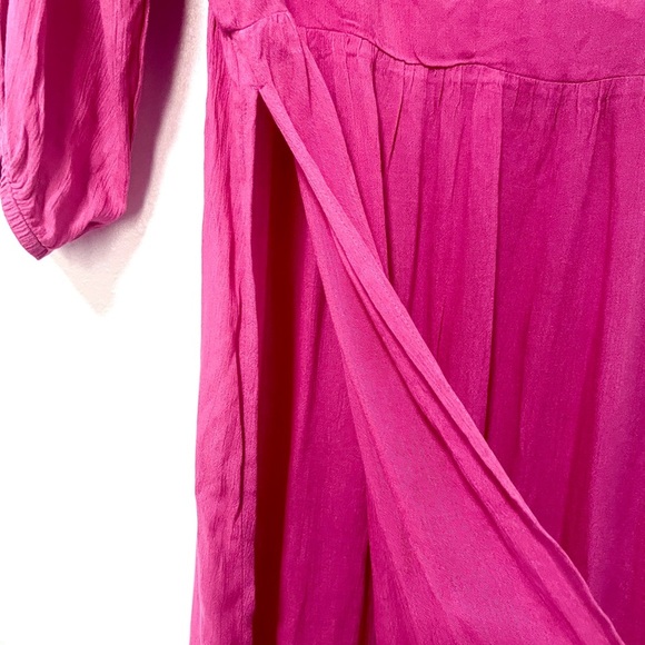 NEW ASOS magenta Maxi kimono beach summer with V-Neck and Bishop Sleeves 8 - Picture 4 of 7